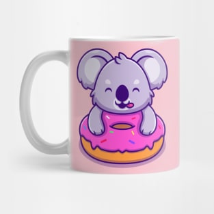 Cute Koala Holding Doughnut Cartoon Mug